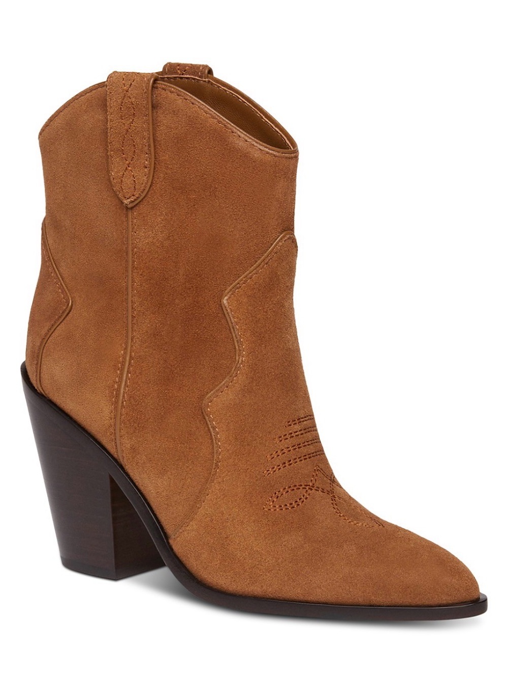 PAIGE Tan Suede Western Ankle Bootie